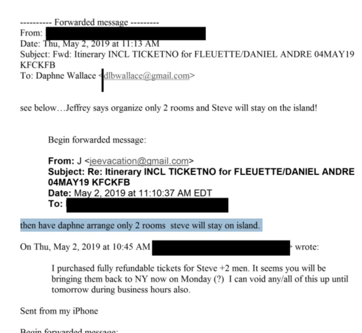 Here is Steve Bannon's plane ticket to the US Virgin Islands, a few weeks before Jeffrey Epstein's arrest.

Epstein told an assistant to arrange for 2 rooms for Bannon's associates: "Steve will stay on the island."