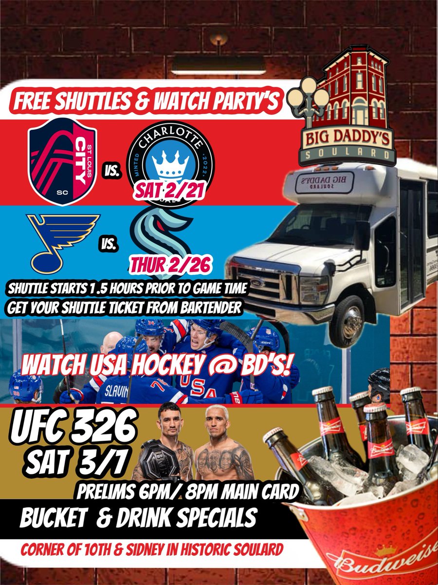 🍻 🍔 Thirsty Thursday!! 
🏒 🇺🇸 Watch Women’s Game today @ 12pm!  
🚨 Open for Lunch, Happy Hour, Dinner, &amp; Late Night Fun! 
🎤 DJ every Friday &amp; Saturday 10pm- Never a Cover, Always a Party! 
♥️ 🃏 Poker Free to Play &amp; Win Every Wednesday at 7pm Upstairs
⚽️ 🚌 City SC Free Home