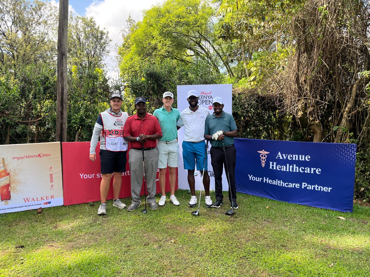 AvenueHospital's tweet photo. Two of our own flying the Avenue Healthcare flag at the Magical Kenya Open Pro-Am ⛳️
From patient care to the fairways, we stand for excellence—on and off the course. 💚
#SportsHealthcare #MagicalKenyaOpen2026 #AvenueHealthcare #KenyaGolf #MedicalExcellence https://t.co/0xN5yB97M2