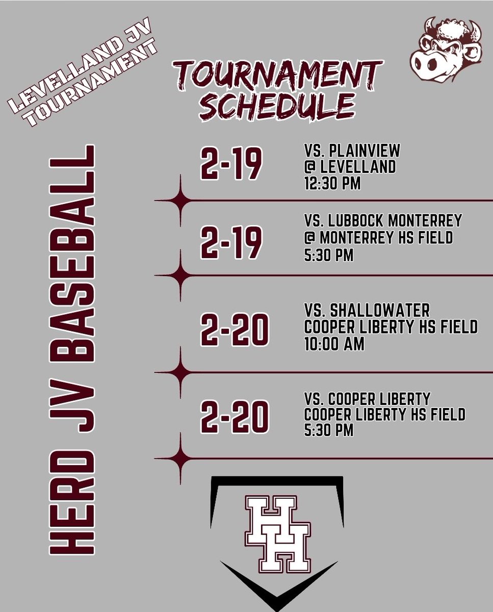 BaseballHerd's tweet photo. Both Squads will be in and around the South Plains this weekend. Varsity will be competing in the Shallowater Railyard Classic while our JV will be in the Levelland JV Tournament. 

#LaFamilia//#HerdNation//#RentsDue//#RiseAsOne https://t.co/ipHIJNs6gL