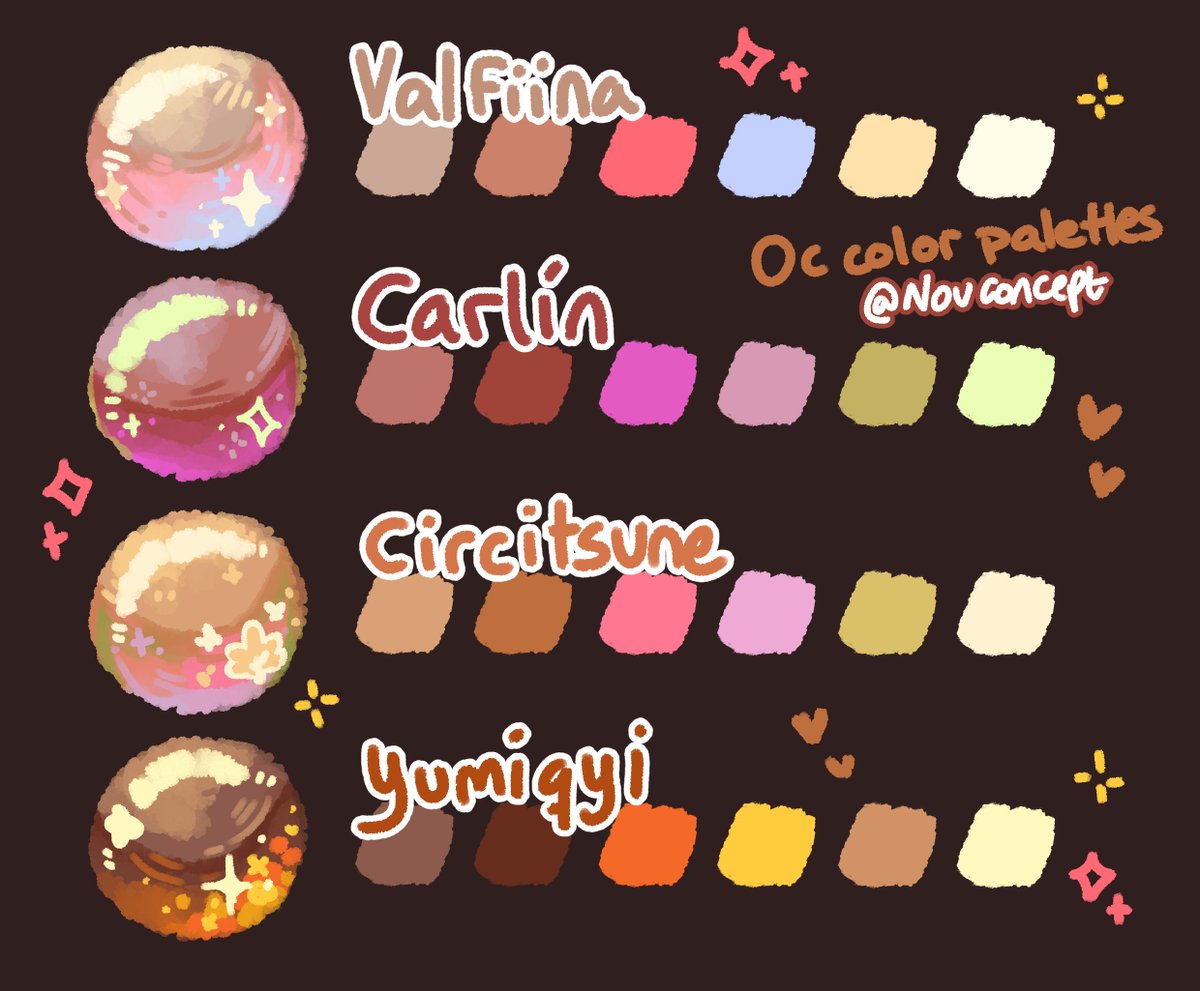more color palettes based in your ocs! and... 🎨 reply with a character ...