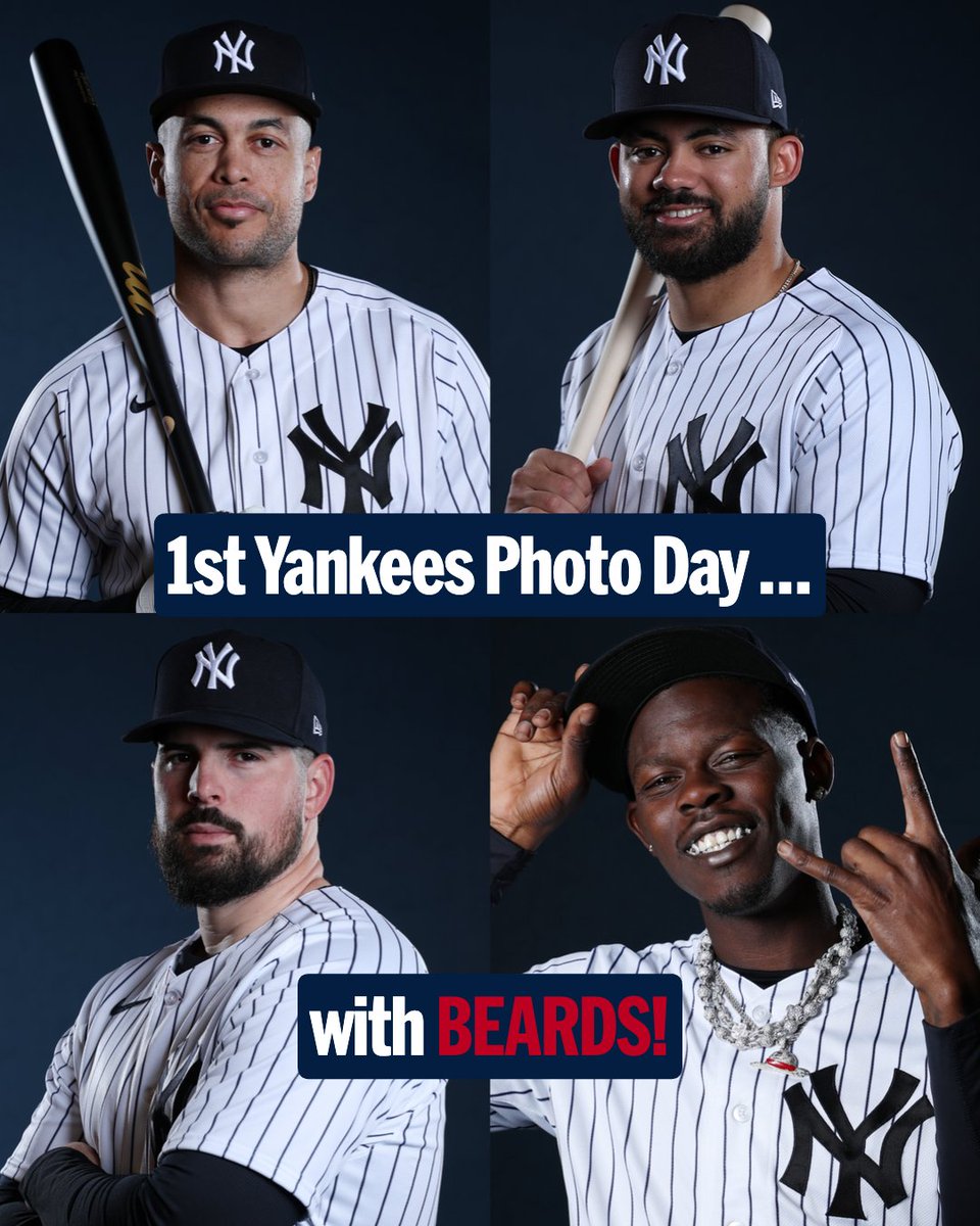 The @Yankees new facial hair policy didn't go into effect until after their 2025 Photo Day
Their 2026 Photo Day is the team's first to feature players with full beards! 🧔♂️