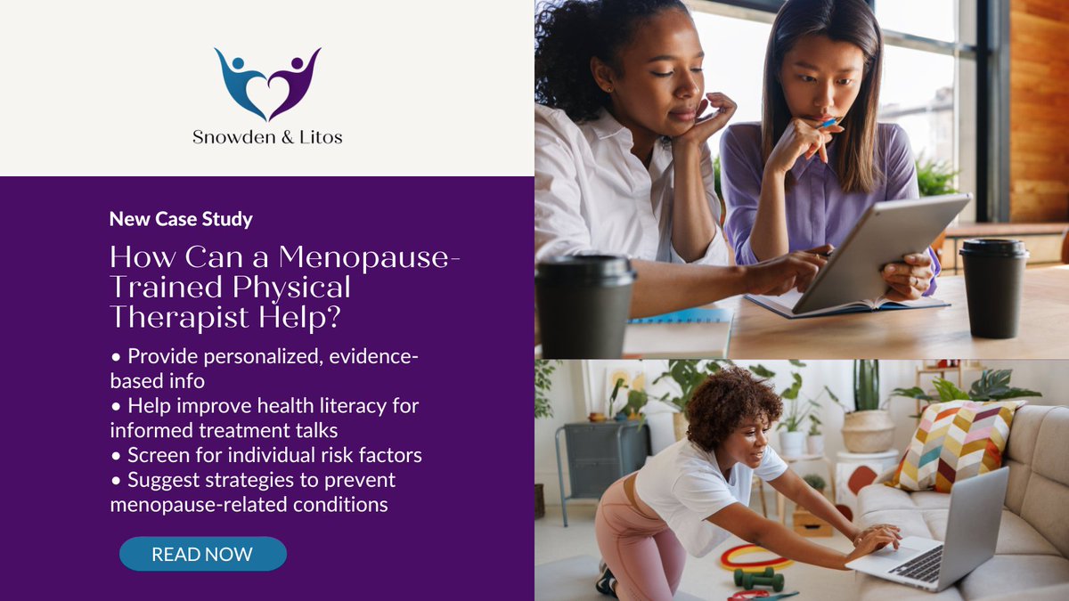 #Menopausetrainedphysicaltherapists (PTs) are stepping in to bridge a gap in care.

🌟See how they’re making a difference for women like you: snowdenlitos.com/physical-thera…

#snowdenlitos #womenshealtheducation #menopauseeducation #menopausecoach #premenopausematters #womenshearthealth