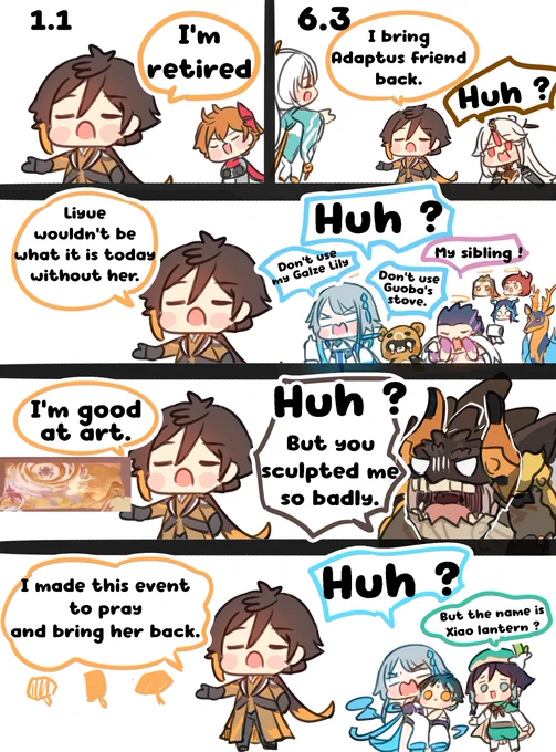 After Event Belike : ....
😅 
Sorry but my head is full of "Eh ?" and "Huh?" 😅
---
I might make a Behind the scene like they just acting as the script for the event VDO , Same as they said "This is Role-play" 🤣
#genshin #GenshinImpact #zhongli #xiao 