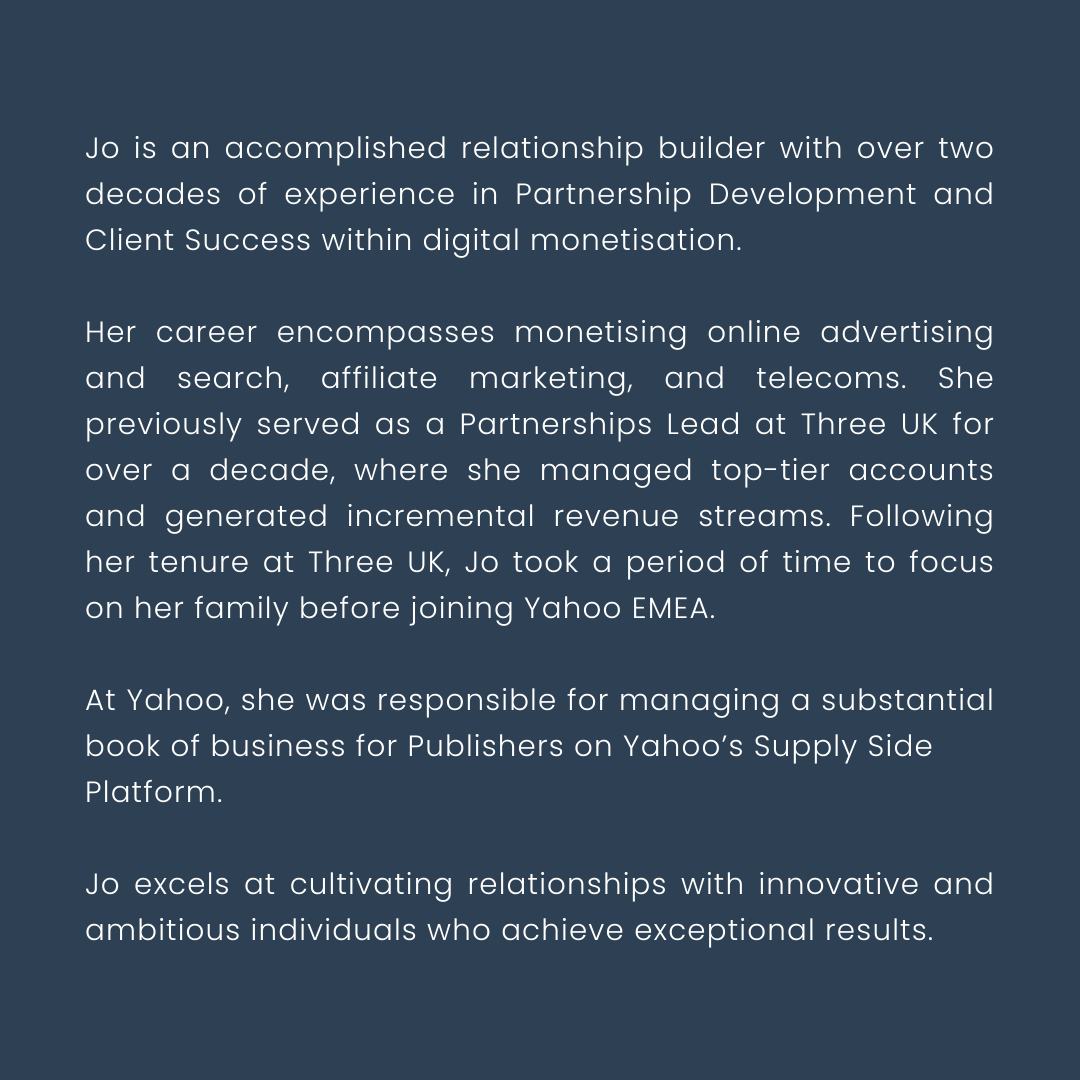 StoaMoney's tweet photo. Big welcome to Joanna Restrick as she joins Stoa.

Jo brings 20+ years of partnership experience across tier 1 brands including Three UK and Yahoo.

If you’re a brand looking to build high impact partnerships around sticky savings tech like Stoa Pots and Saving Score, connect with Jo.