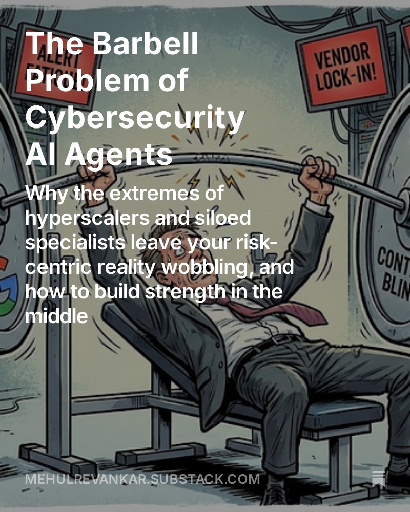 MehulRevankar's tweet photo. As organizations deploy the first iterations of AI agents, a distinct pattern is emerging. I call it the AI Agent Barbell Problem. 🏋 

Right now, we are looking at a structural issue in the market: heavy weights on both ends, connected by a thin, fragile middle.

On one side: The Hyperscalers.

On the other: Siloed niche tools.

Both connected by a thin fragile middle.

More on my thoughts here....

https://t.co/e7UGetGLOp