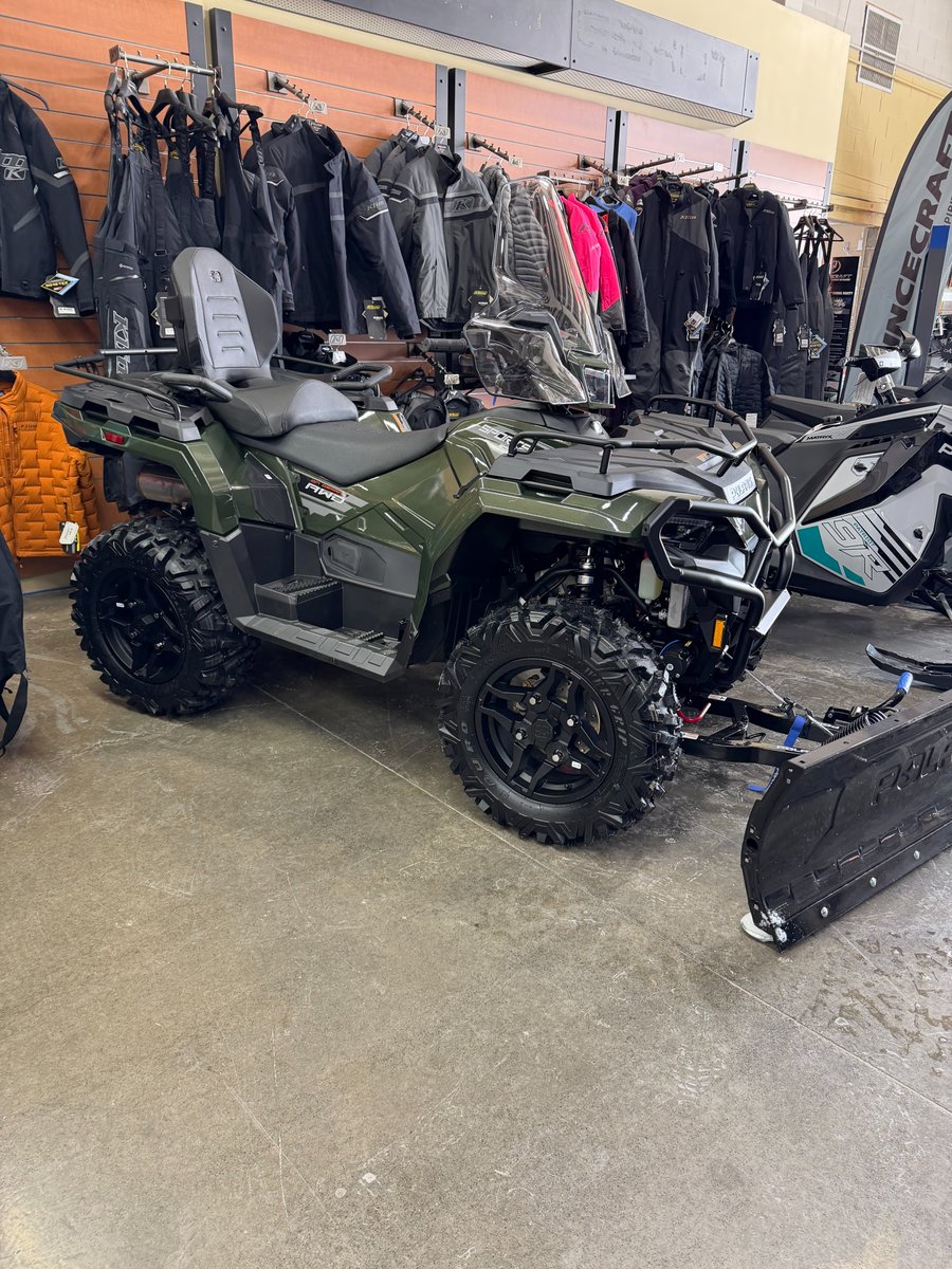 Deerhaven1's tweet photo. 2026 Polaris 570 Touring Premium - Treeline Green Metallic - complete with 60" plow system, hand and thumb warmers and tall windshield. It's ready to go - move some snow and so much more.  Priced at $15,270 plus tax and license.
613-962-2440
https://t.co/wE00IBe6WU https://t.co/2CLMJLRZPT