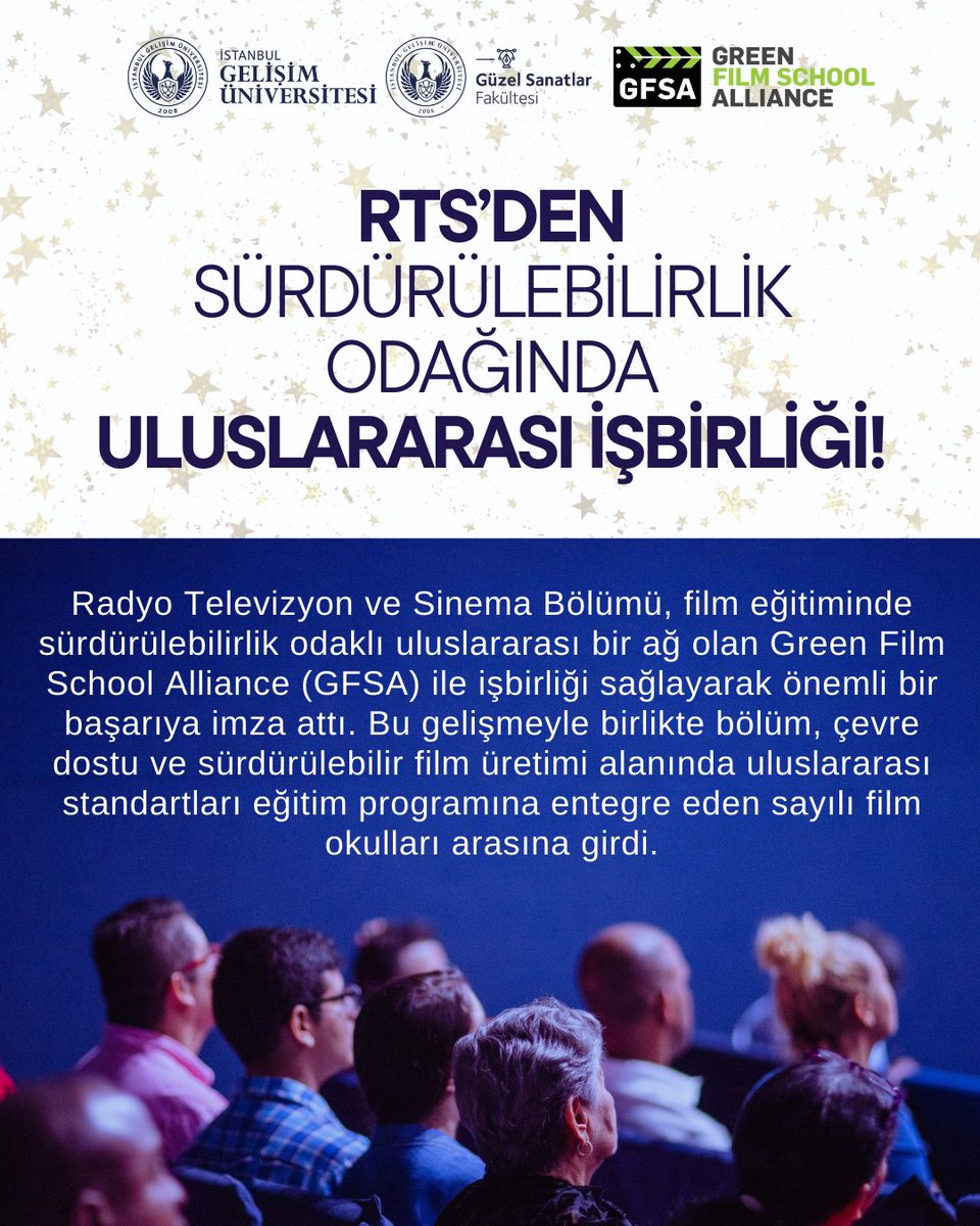 İstanbul Gelişim Üniversitesi (İGÜ), Güzel Sanatlar Fakültesi (GSF), Radyo Televizyon ve Sinema Bölüm ile Green Film School Alliance (GFSA) arasında uluslararası bir işbirliğine imza atıldı!  
#IstanbulGelisimUniversity #gsf #GüzelSanatlarFakültesi #FacultyofFineArts