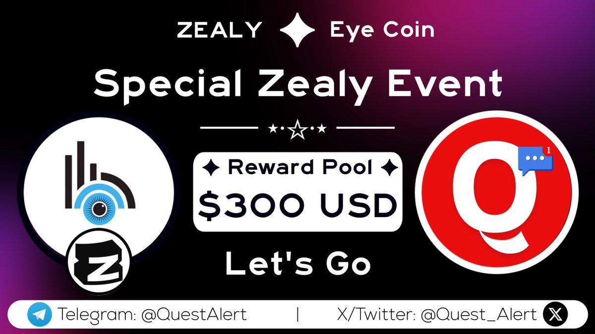 Eye Coin (<a href="/eyecoinHQ/">EyeCoin</a>) Zealy Event Is Now Live 😎

Eye Coin is allocating $300 USDT to reward our top community contributors over the next 30 days, honoring those who actively engage and add real value to the Eye Coin ecosystem.

Join The #Zealy Event Here: zealy.io/cw/eyecoin/que…