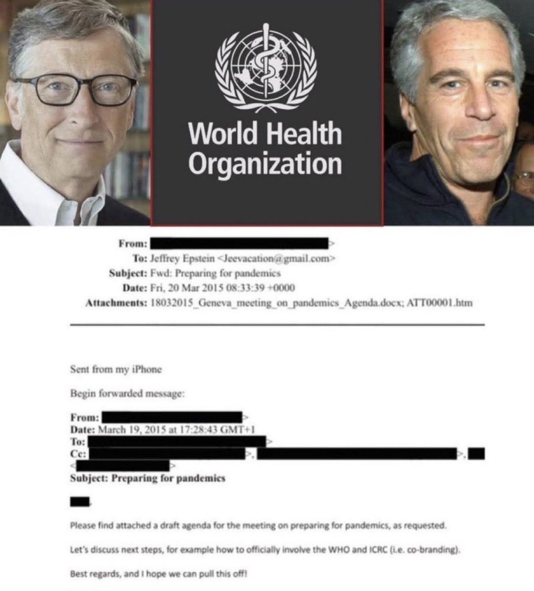 DominguezH31015's tweet photo. 🔔7 MILLION VICTIMS DESERVE JUSTICE! Bill Gates should be on the most wanted list worldwide‼️

As of mid-February 2026 the cumulative confirmed worldwide deaths attributed to COVID-19 are approximately 7.01 to 7.11 million. 

Leaked Email from Bill Gates to Jeffrey Epstein 
"Preparing for Pandemics"

"Let's discuss next steps, for example how to officially involve the WHO and CDC"

"I hope we can pull this off!"

Look up Event 201, Operation Lock Step and U.N. Disease X. 

Covid was a planed attack developed over a decade by Bill Gates, working with the Rockefeller foundation. Jeffrey Epstein was David Rockefeller‘s right hand man on the Trilateral Commission.