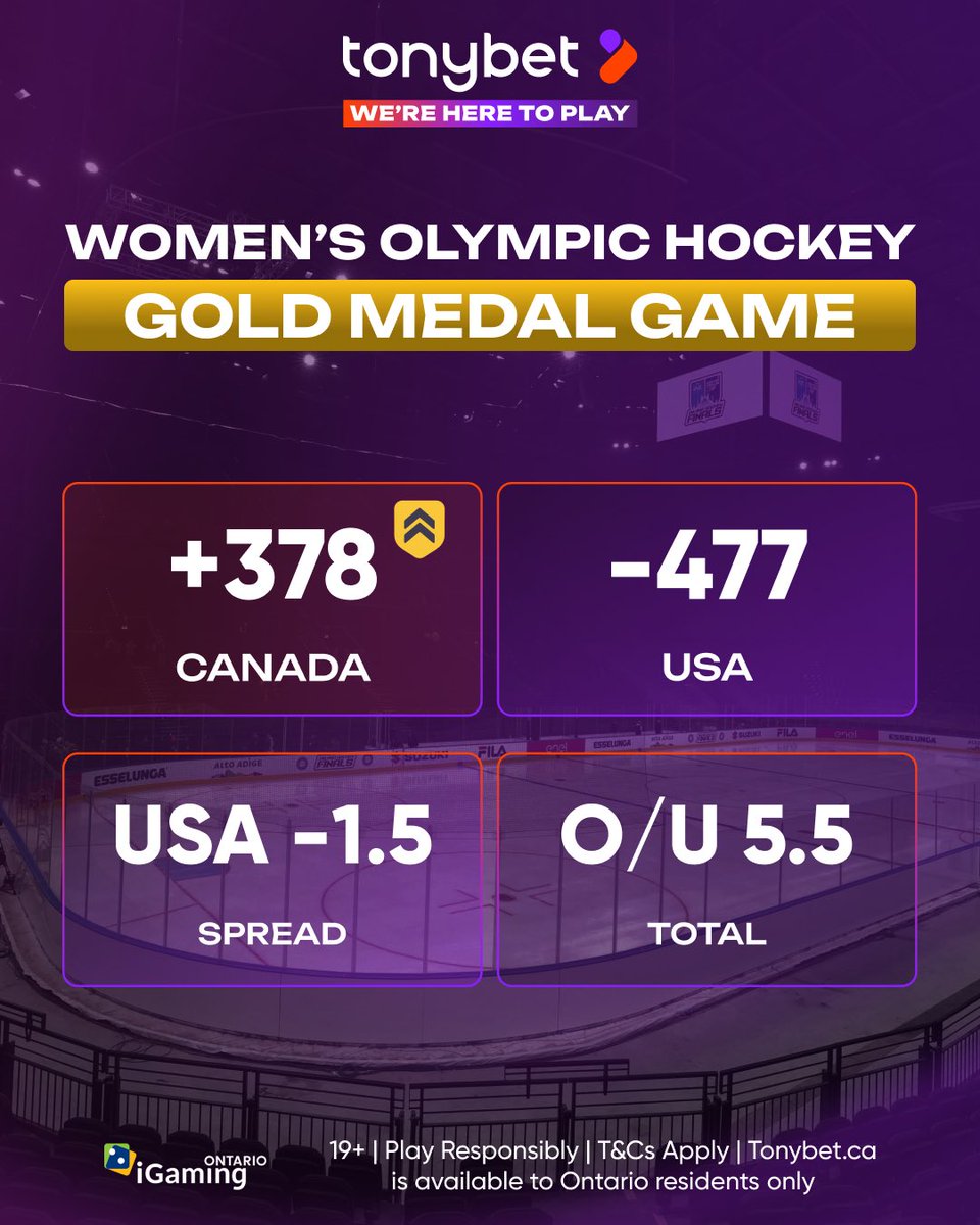 tonybet_ca's tweet photo. GOLD ON THE LINE 🥇🏒

The rivalry everyone was waiting for. Canada is a +378 underdog but since when has that ever been a problem? 🍁

One game. One medal. Let’s bring it home 🇨🇦

#WinterOlympics #MilanoCortina2026 https://t.co/YywCWp9VoI