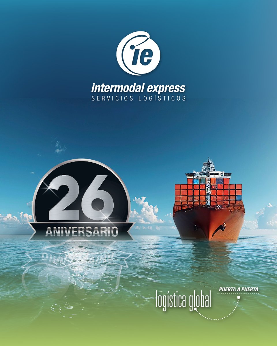 IntermodalExp's tweet photo. 🚢✨En Intermodal Express seguimos celebrando más de dos décadas impulsando la logística global con soluciones puerta a puerta, eficiencia operativa y compromiso con cada cliente.

26 años de experiencia, confianza y crecimiento constante en el sector logístico.

#26Aniversario https://t.co/4Uw6iPFdrb