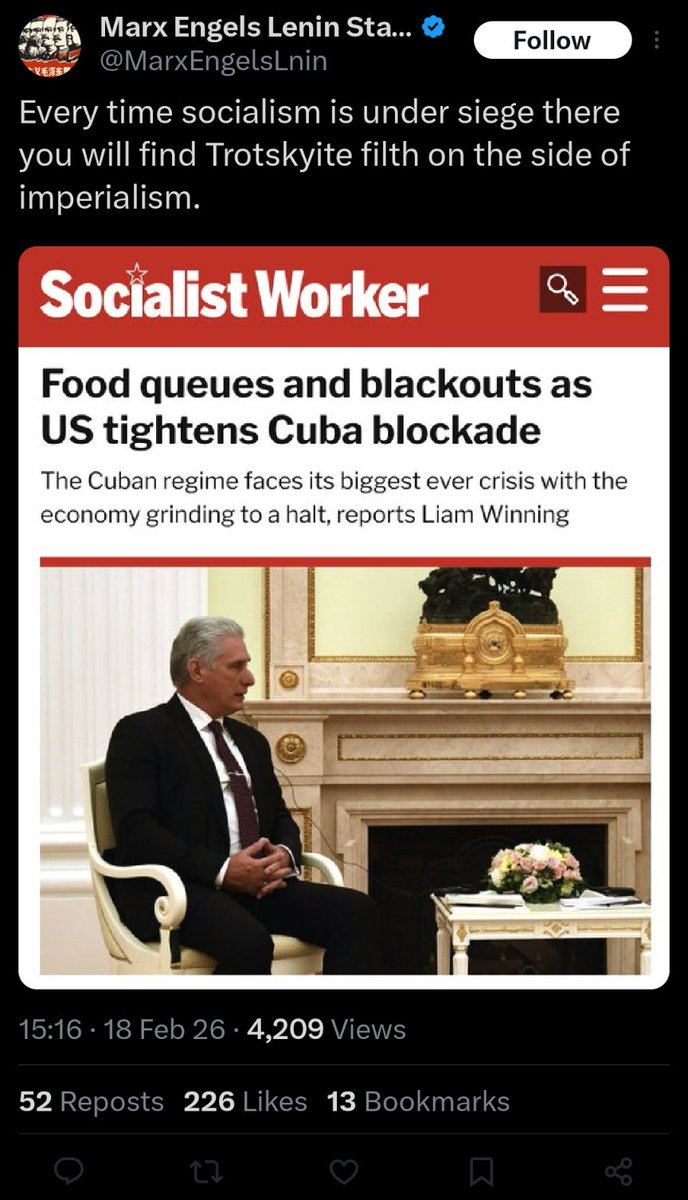 charybdeez's tweet photo. you must have actual brain damage to see the headline and think "the evil trotskyists must think this is good!" https://t.co/VVGuhHJvV5