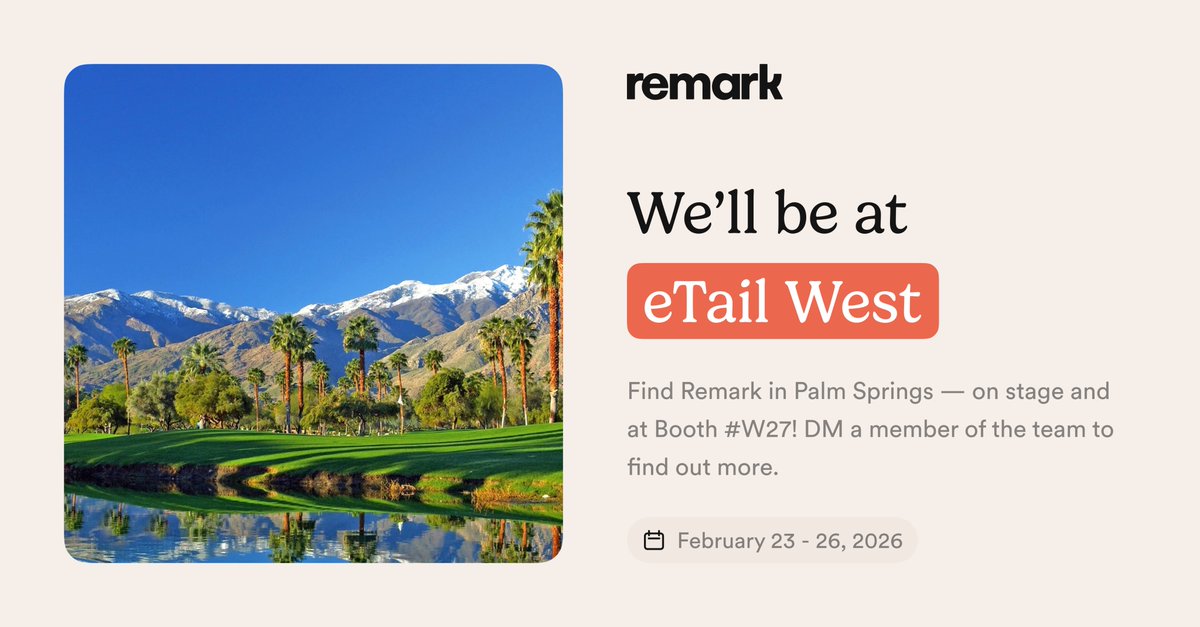 We’re headed to eTail West!

Find us at Booth #W27 — we’ll be on the expo floor with great conversations, insights, and some fun swag to share. If you’re feeling chatty, swing by!

Monday the 23rd at 4:30 PM — Ian Patterson will be on stage with a can't miss presentation.
