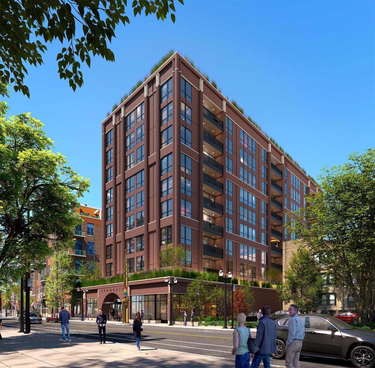 ChicagoDPD's tweet photo. Plan Commission approved DLG Development's mixed-use proposal for 3611-25 N. Halsted St. in Lake View. The $70 million project includes 188 mixed-income residences, ground floor commercial space and 77 parking spaces in a 12-story building. https://t.co/t4FjFqkfUJ