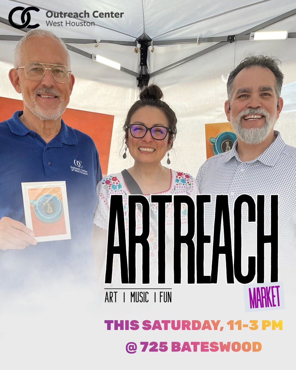 OutreachCentWH's tweet photo. ArtReach Market is Saturday! Experience artists, artisans, food trucks, music, a bouncy house and more! See you then, 11 to 3 p.m., at the Outreach Center of West Houston! #OCWH #art #htx https://t.co/GKEEYOc7Ms
