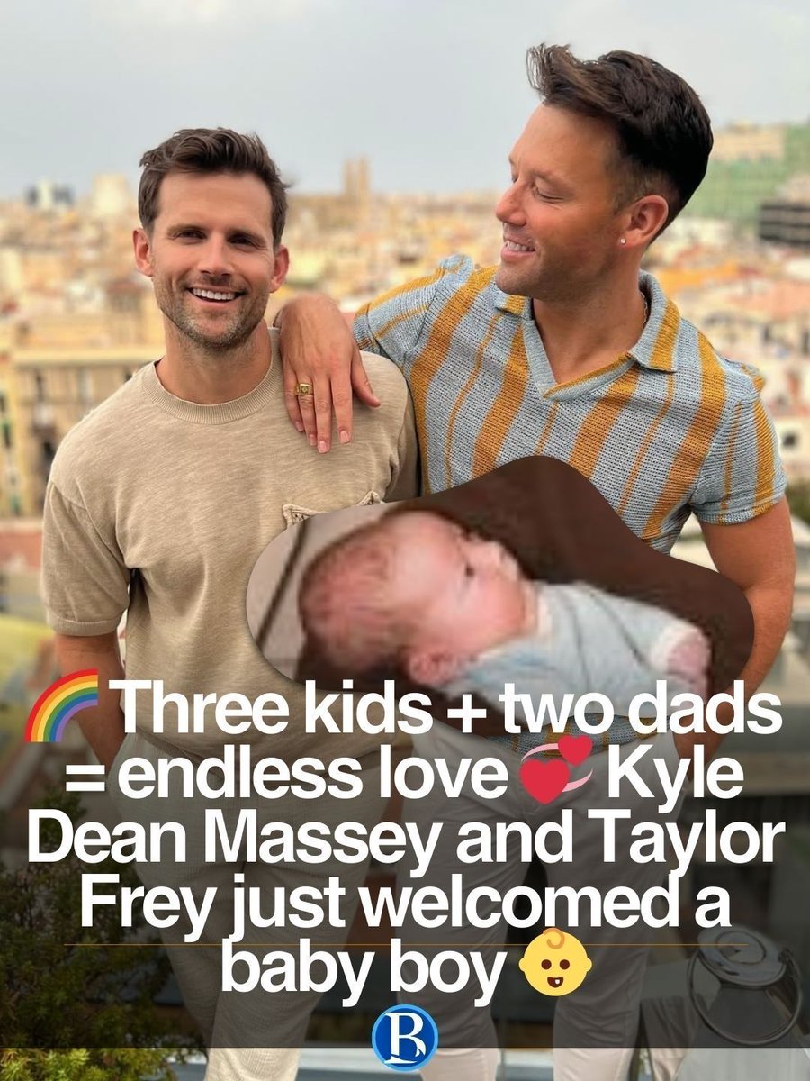 BGayCom's tweet photo. Gay dads alert! 💗 Kyle Dean Massey and Taylor Frey just welcomed their third baby — baby boy Savoy — completing their beautiful family of five 🌈👶. Love grows best shared ✨

#queerlove #familygoals #pridefamily #LGBTQjoy
#gay 
📷 IG: @ tylorfrey / kyledeanmassey / people https://t.co/qK0wtZ9Edl