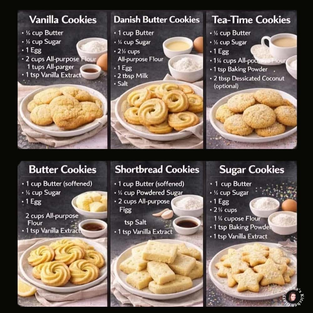 LubnaMughal's tweet image. 1. Butter Cookies
2. Shortbread Cookies
3. Sugar Cookies
4. Vanilla Cookies
5. Danish Butter Cookies
6. Tea-Time Cookies

#lubnaskitchendiary #buttercookies #shortbreadcookies #sugarcookies #vanillacookies #cookies #danishbuttercookies #teatimecookies