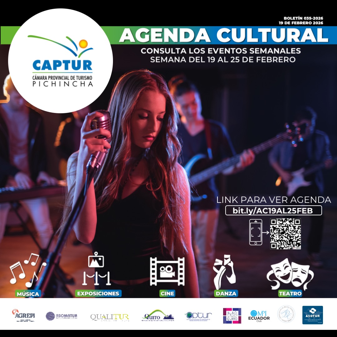 🎭 La Agenda Cultural de Quito ya está lista.

Conciertos, exposiciones, danza, teatro y más.
🔎 Revísala aquí 👉 bit.ly/AC19AL25FEB
#AgendaCulturalCaptur #Quito #EventosQuito #QuitoNocturno #TurismoEcuador