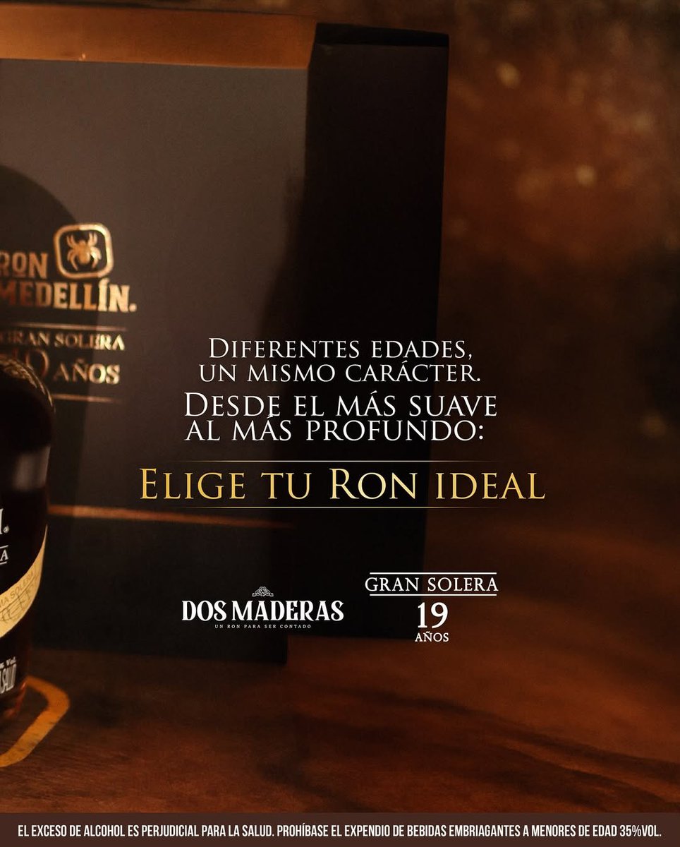 El tiempo cambia la intensidad, pero nunca la esencia 🫧. Desde el licor de Ron hasta el Gran Solera, cada #RonMedellín 🧡 lleva el mismo carácter de origen 🕸️