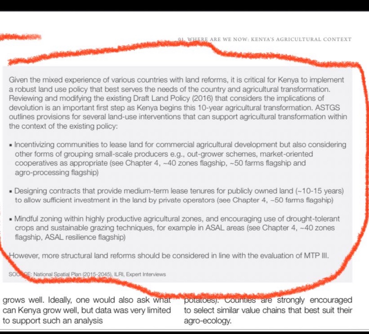 MissNasike's tweet image. Read Ruto's last sentence, then  refer to the agricultural sector transformation strategy 2019-2029, that wants to push farmers out of farming, have Kenyans consume processed foods.

Communally owned and free hold land listed as hindrances to private investment in agriculture.