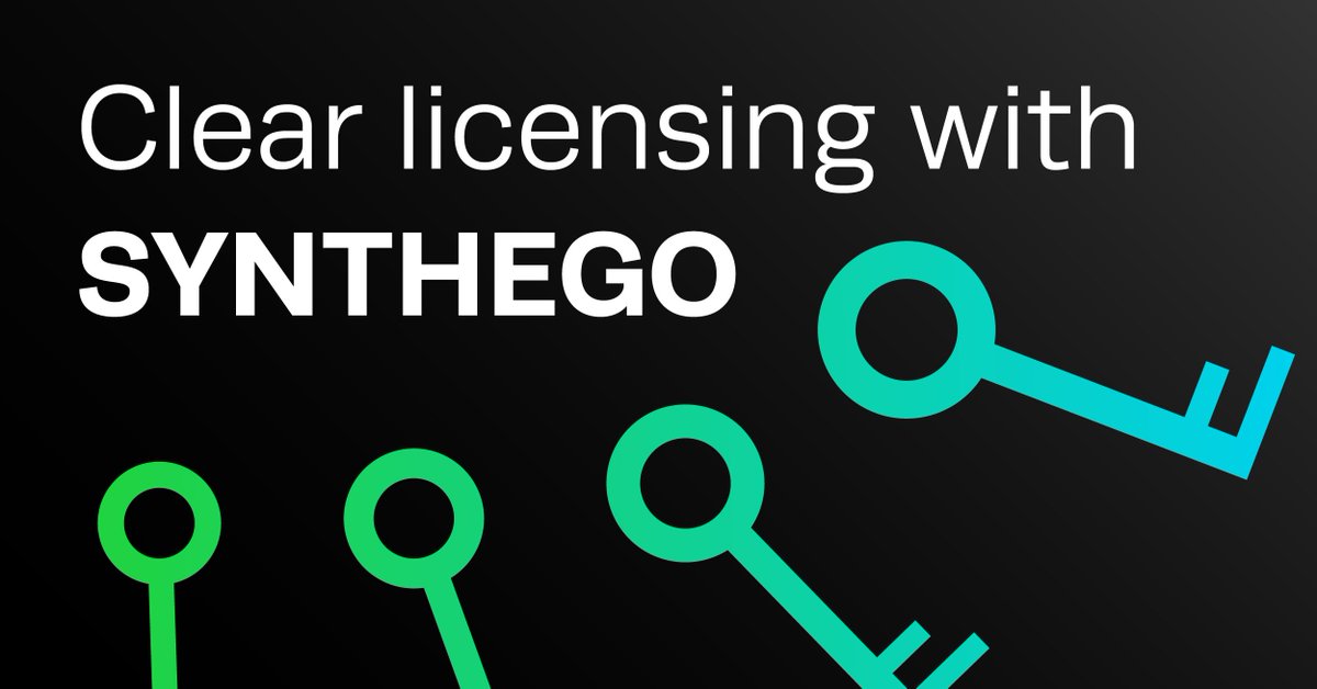Synthego's tweet photo. Tired of restrictive licensing terms? We provide a clear path to commercialization with transparent, favorable financial terms that eliminate the restrictive constraints. Don't wait to plan for licensing! Contact us to prevent unnecessary delays! https://t.co/N5aO5dCplu https://t.co/40bVRjMQaQ