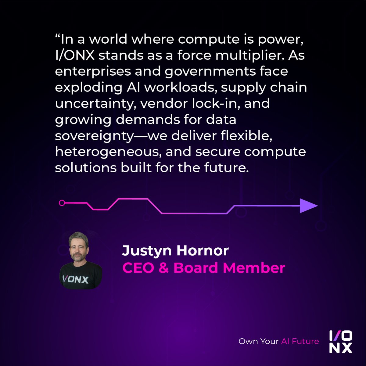 IONXHPC's tweet photo. Justyn Hornor, CEO of I/ONX, says it best: In a world where compute is power, I/ONX is shaping the future of AI infrastructure.

#AIInfrastructure #ComputePower #FutureOfAI #DataSovereignty #AIDevelopment #TechLeadership #EnterpriseAI #SecureCompute #AIWorkloads #InnovationInTech https://t.co/cdr78rzwEz