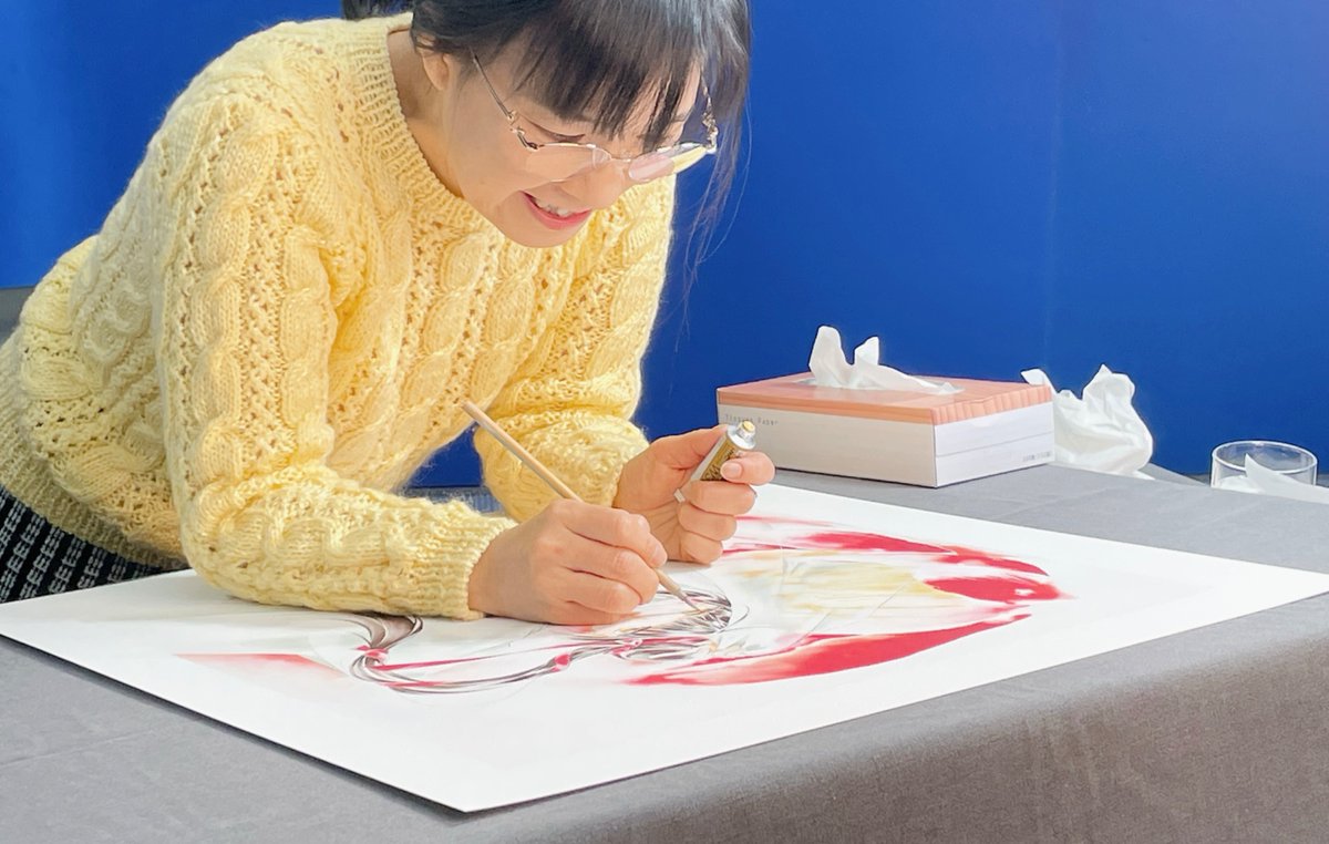 本日垣野内成美先生に昨年秋に発表した新作版画のサイン入れと、版画