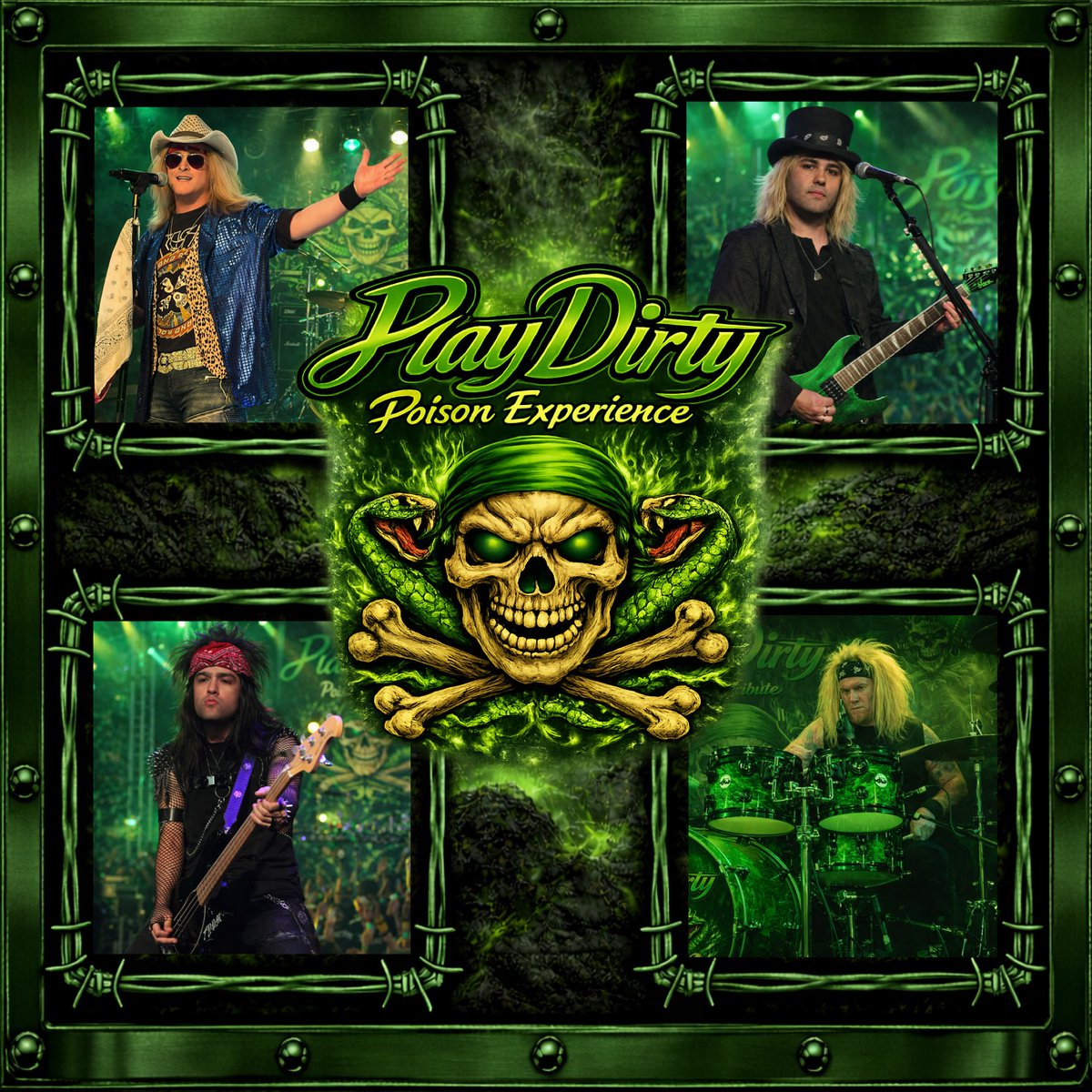 RedHotCrueLV's tweet photo. Yes, we give you an amazing Mötley Crüe experience. Yes we give you an amazing Iron Maiden experience. We do offer original 80s Arena Hard rock as well. And now we are adding the Play Dirty Poison experience to the arsenal. Here’s a look at the band. https://t.co/Iwr0QSzXWl