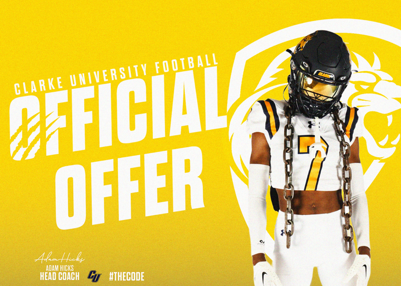 billy_cory4111's tweet photo. #AGTG Blessed to receive an official offer from @CoachLennox_ to @ClarkeU to play at the next level! @HHSLonghornsFB @HHS_coach @3_11sports #TheCode https://t.co/SYtOQUItXd