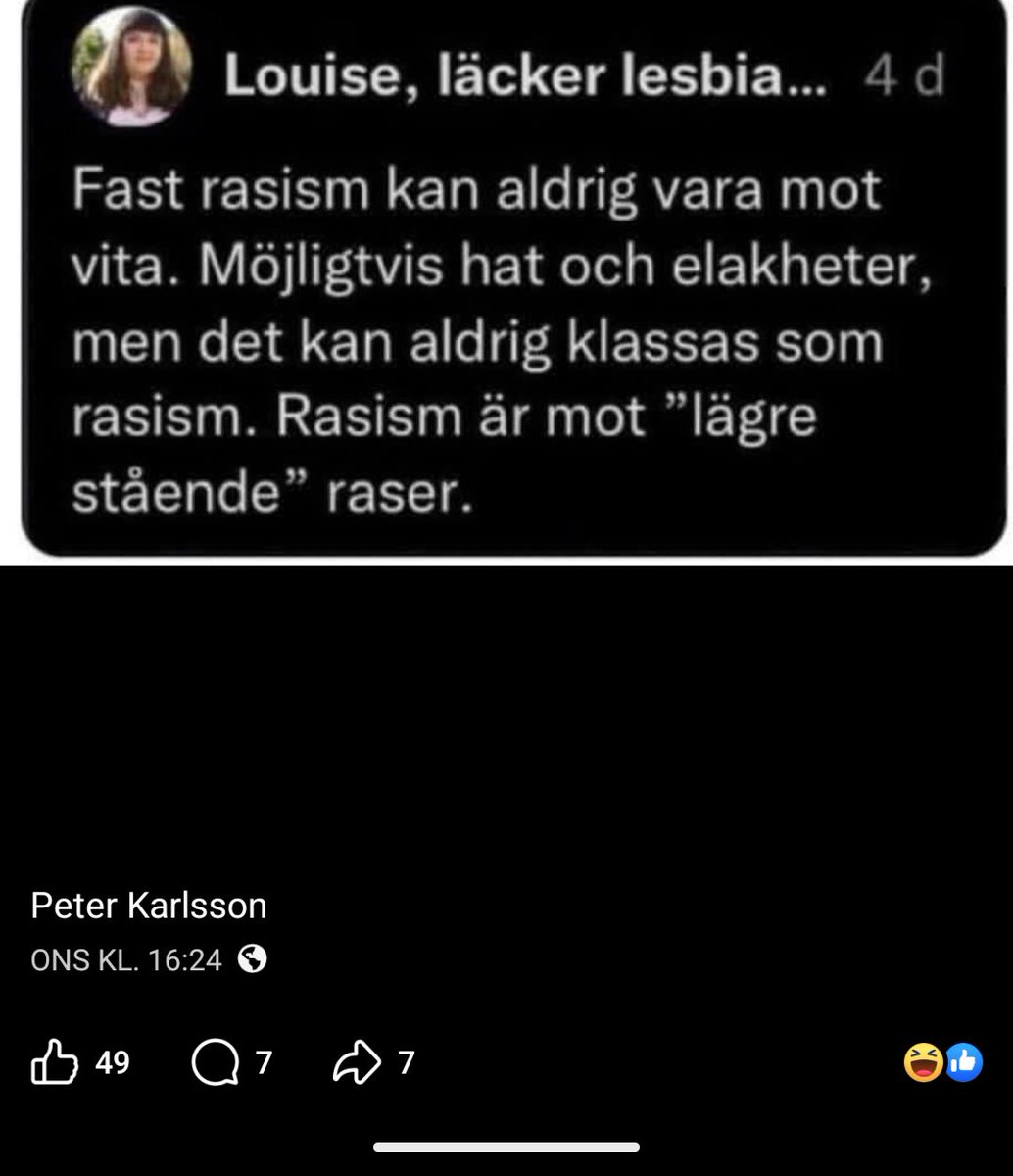 Dessa idioter!
Ljushyade i världen uppgår till ca 4% vilka mer än dom kan betjäna ordet "rasism"
#PKLogik #Rasism #VänsterLogik <a href="/granqvistmarta/">EvaMärta Granqvist</a>