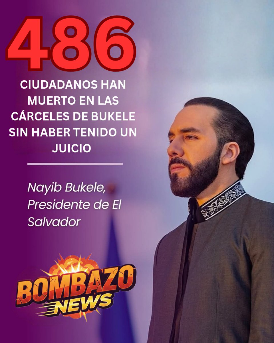 oskland10's tweet photo. 🚨🇸🇻🌎 | ALERTA MUNDIAL: #URGENTE Al menos, 486 ciudadanos salvadoreños han muerto en las cárceles del siniestro dictador Nayib #Bukele sin haber tenido derecho a un juicio justo para presentar pruebas de su inocencia. https://t.co/e8RKEuSje7