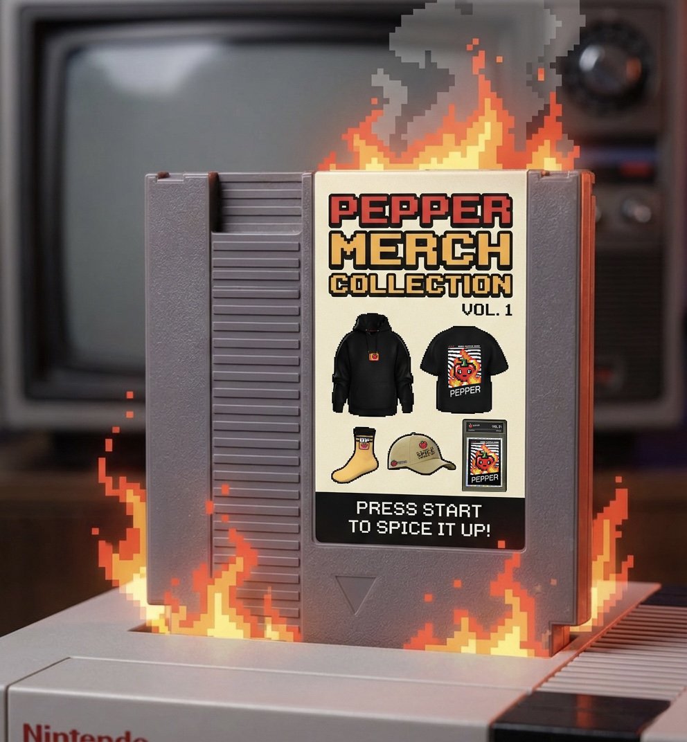#PepperPeople are you ready for the Genesis Drop? 💎

$PEPPER MERCH COLLECTION VOL. 1 has officially entered the game. 🌶️
Real OGs know the true value of “Volume 1”.

From the legendary hoodie to the ultimate graded card, this is your chance to secure the rarest gear. 🎮

The
