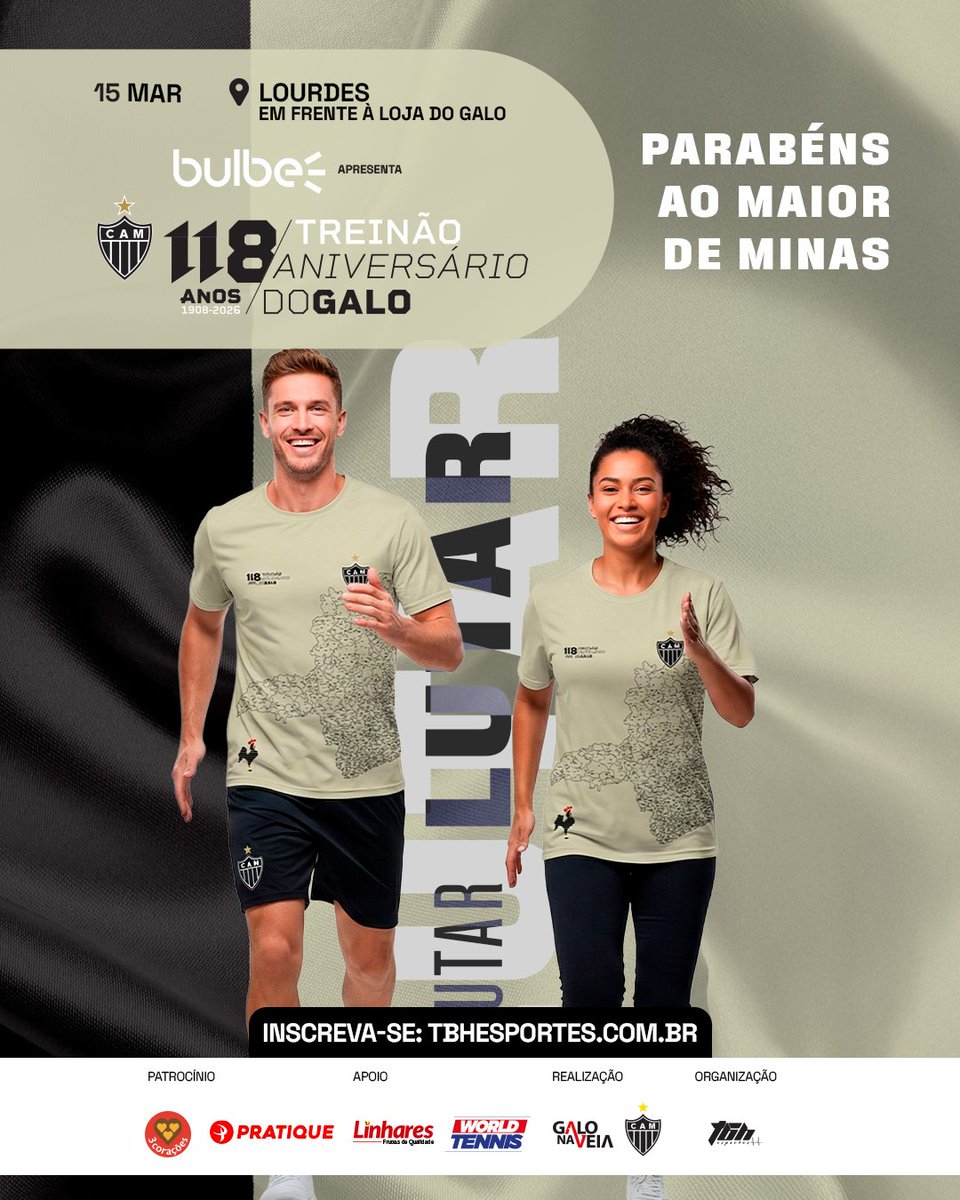 🏃🏽‍♂️🏃🏻‍♀️O treinão que já virou tradição tá de volta: 15 de março, pra começar a contagem regressiva do nosso aniversário! 🎉

🎟️ Bora? tbhesportes.com.br/treinaoanivers…