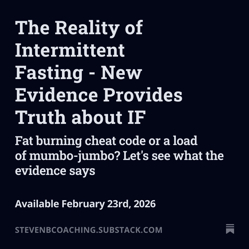 StevenBCoaching's tweet photo. Intermittent Fasting for weight loss: Hype or reality? 
New Cochrane review (22 trials, ~2,000 people) says IF gives little to no edge over regular eating or doing nothing.
#intermittentfasting #fasting #fatloss #IntermittentFasting
https://t.co/bg6jLCLvFQ https://t.co/BcyFKPLpWu