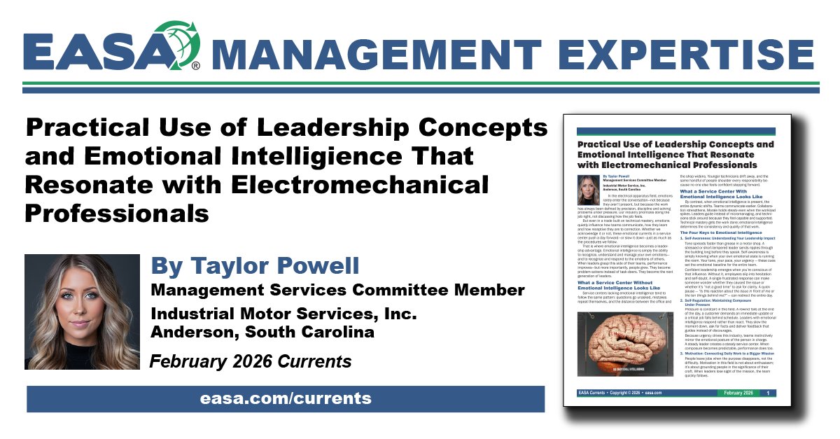 Don't forget to download the February Currents. You'll want to read this article by Taylor Powell of INDUSTRIAL MOTOR SERVICES, INC. (industrialmotorservice.com) #Electromechanical #EmotionalIntelligence #ElectricMotors