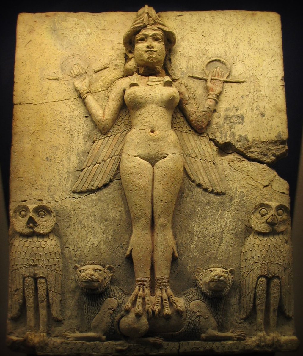 "Queen of the Night", Babylonian terracotta relief, 1800–1700 BC