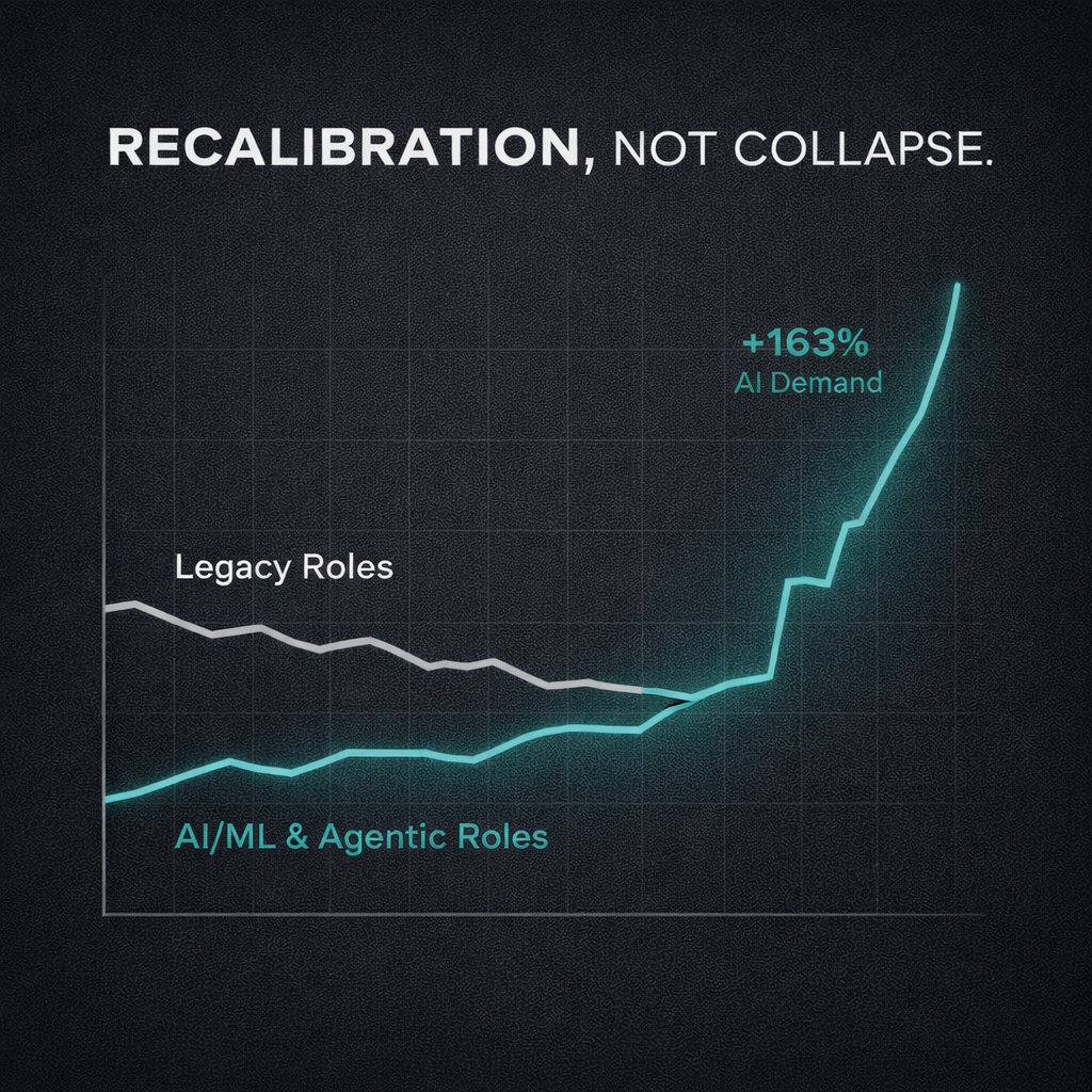 BetterWayDevs's tweet photo. Don’t let the headlines confuse you. 

30k+ layoffs in 6 weeks isn't a collapse; it’s a recalibration.

Companies are trimming legacy roles to hire for "Agentic Reality." Demand for AI/ML roles is up 163%. The market isn't shrinking, it’s evolving. 🚀 https://t.co/EtZ1hOtKWa
