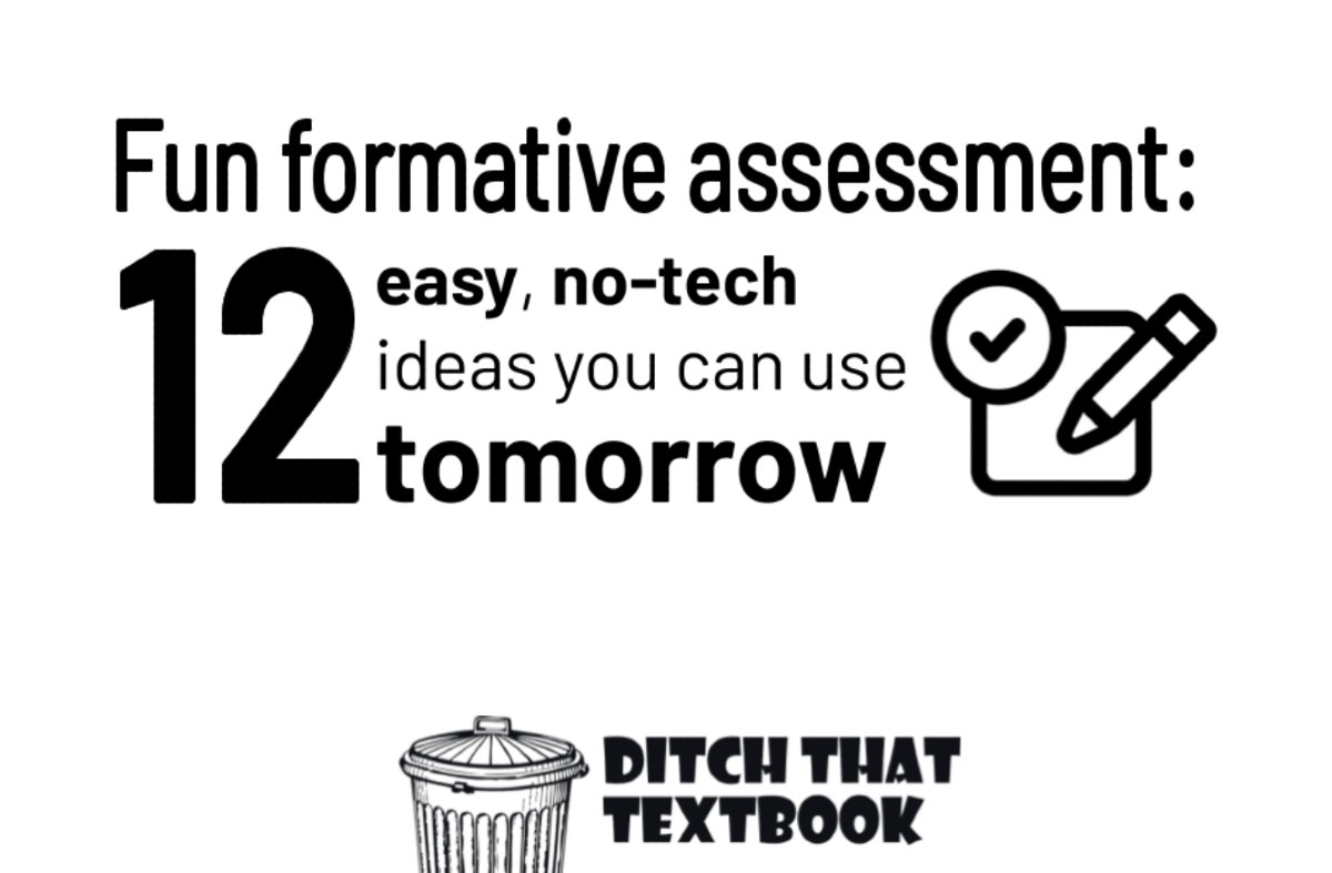 L👀king for fun and engaging NO-TECH assessments that students WANT to do?

Check out:
✍️ Sketch artist
🗿 Sculptor
4️⃣ Four corners
🧙‍♂️ Word wizard
🧱 Graffiti wall
➕ Lots more!

12 easy, no-tech ideas you can use tomorrow
ditchthattextbook.com/no-tech-format… #Ditchbook