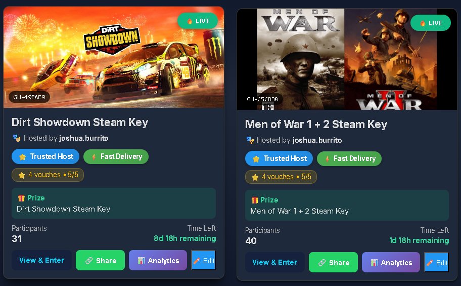 JoshuaBuritto's tweet photo. A couple days left to enter the giveaway for Dirt Showdown and Men Of War 1 + 2 Steam giveaways
Enter Here: https://t.co/DREPWGQmIY
#giveaway #steam #pcgaming #dirtshowdown #steamkey #menofwar #steamgiveaway https://t.co/ryXAstoNkQ