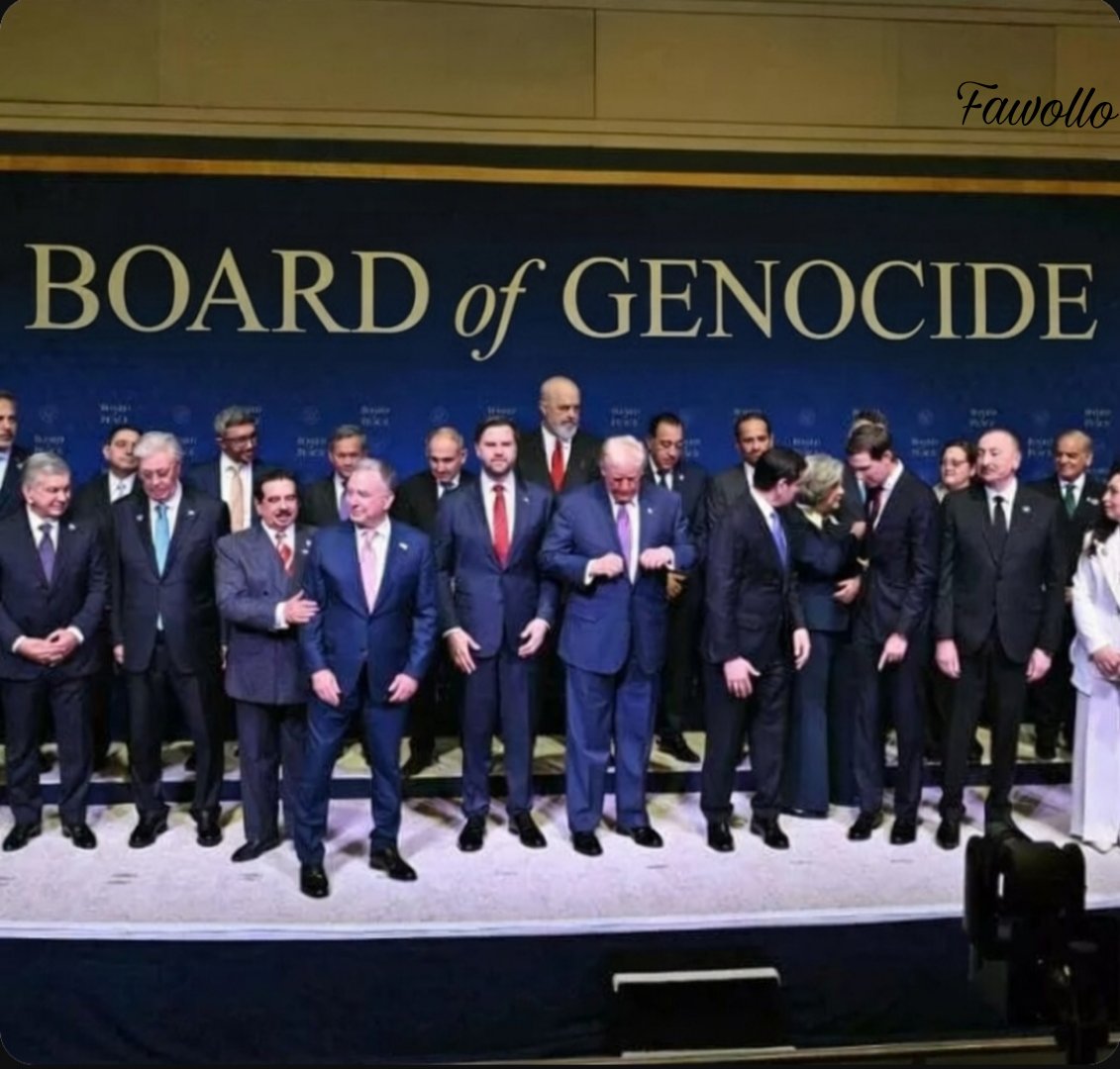 Governi criminali, presidenti mafiosi e vili affaristi che speculano sulle rovine di Gaza ancora calde e impastate del sangue, delle ossa e delle carcasse di decine di migliaia di civili palestinesi. E hanno pure il coraggio di intitolarlo Board of Peace. Almeno cambiategli nome.