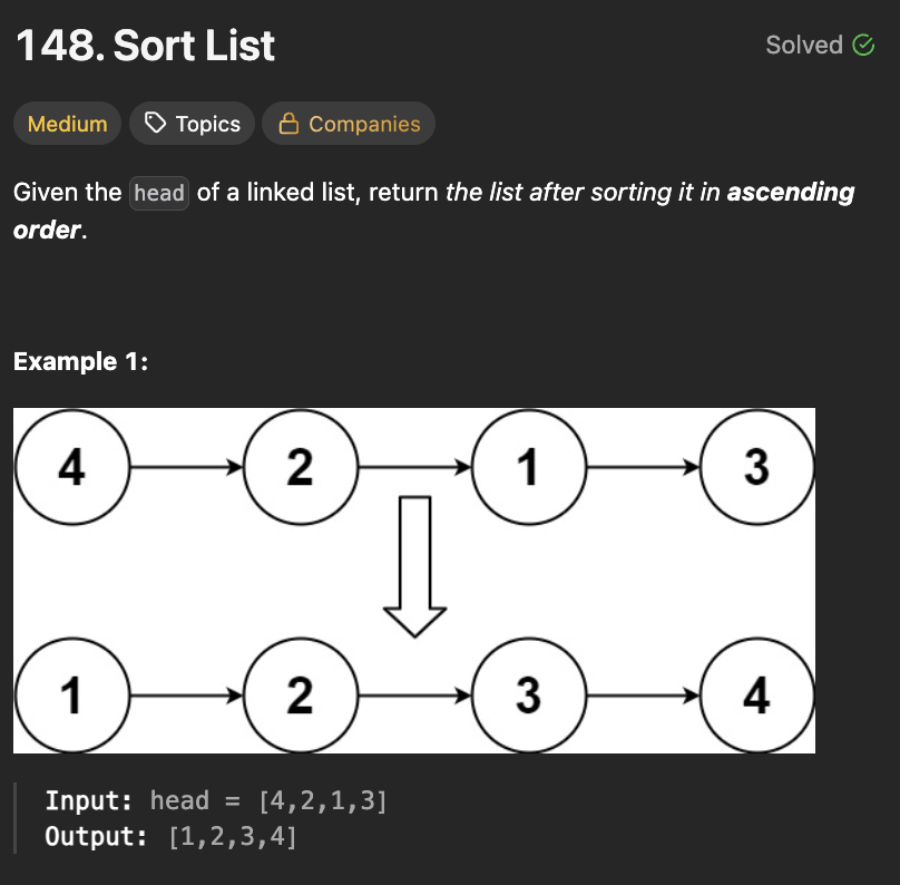 _ap_square_'s tweet photo. #LeetQuest DAY17 Solved today's #POTD .The problem was easy to implement but was quite thought provoking . Along with this also solved problem #SortList and #InsertionSortList . The problems were straight forward and just needed me to implement #mergeSort and #InsertionSort https://t.co/3VxfC2bz2Q