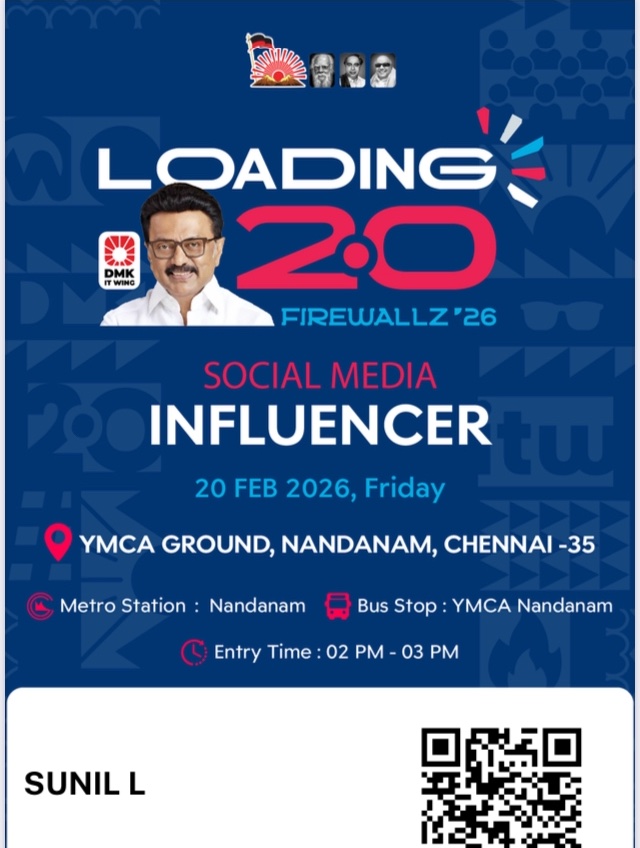 SunilDravidan's tweet photo. Loading 2.0 Firewallz'26
Social Media Influencer
நிகழ்வில் கலந்து கொள்வதற்கான அழைப்பதைழை
DMK ITWing மூலமாக
Mail மூலமாக அனுப்பப்பட்டுள்ளது,
மட்டற்ற மகிழ்ச்சி..!
@DMKITwing
@Manothangaraj
@TRBRajaa
#FIREWALLZ’26 https://t.co/yljC62sH0K