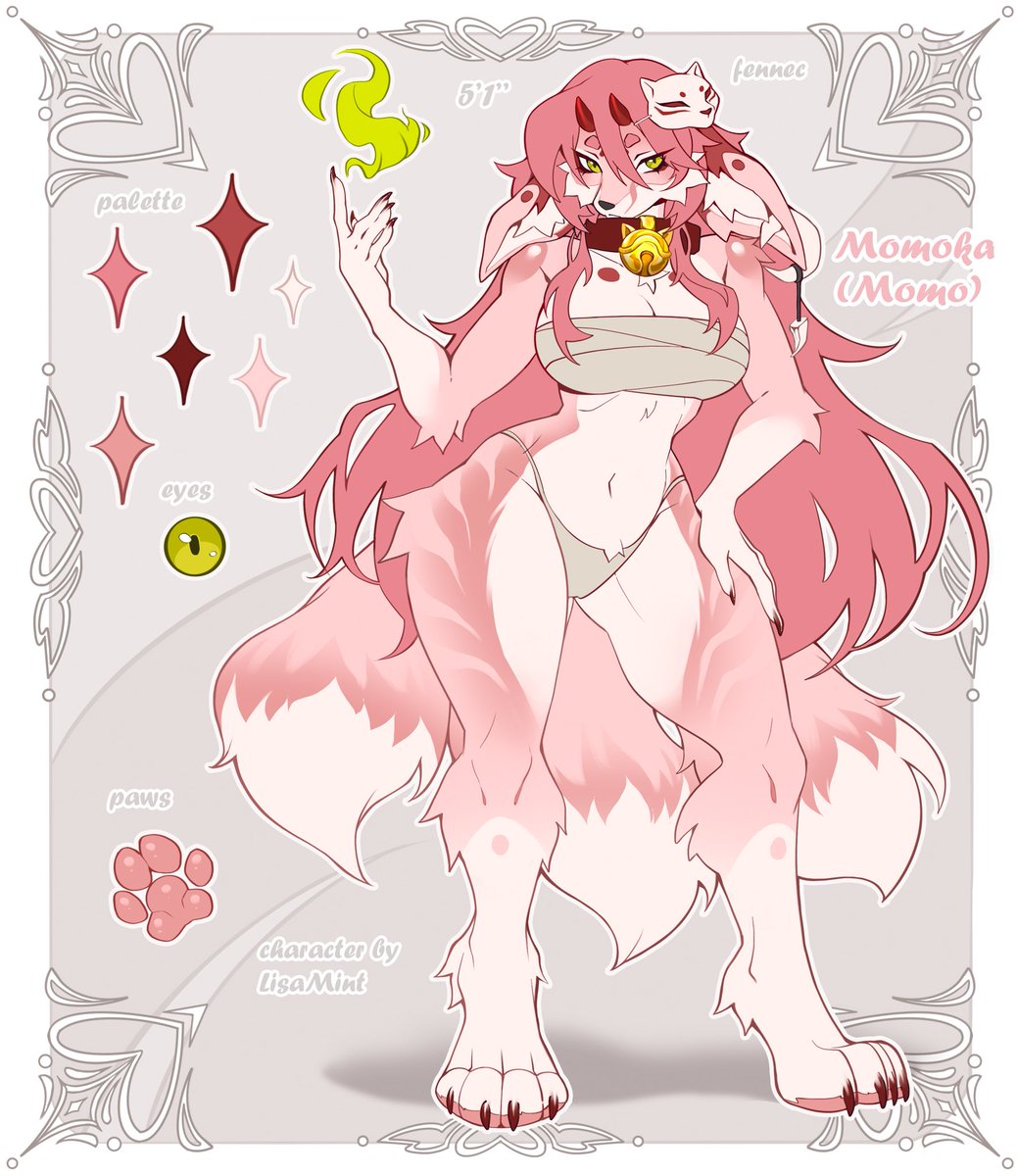 Meet my Momo-chan 💕
She’s a fennec — a feisty little thing who has a soft spot for red-haired gray wolves… Right, <a href="/toharumi_art/">Toharumi | furry artist | comm open</a> ? 😏✨