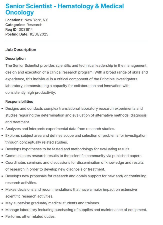 mpn_consortium's tweet photo. Dr. Bridget Marcellino’s lab is seeking a Senior Scientist to support impactful research. If you’re passionate about advancing scientific discovery, we’d love to hear from you. Check out our website for the job posting and how to apply!
#mpnresearchconsortium #mpn
#mpnresearch https://t.co/7ddMBGCfWe