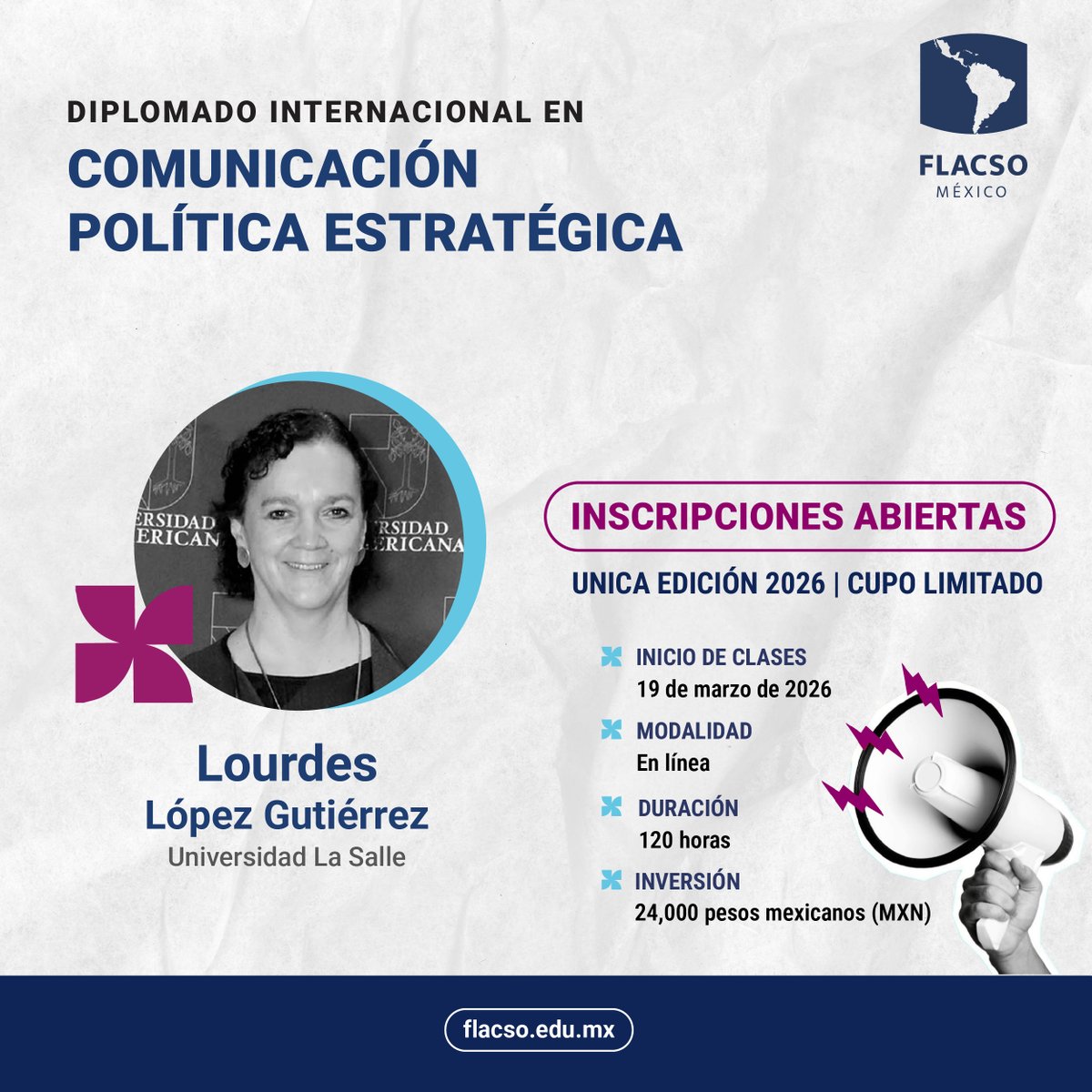 FlacsoMx's tweet photo. Efectos de la comunicación, construcción de narrativas, gestión en contextos de incertidumbre política y análisis de la polarización en redes sociales.
En el #DICPE estudiarás estos fenómenos con enfoque analítico y acompañamiento de una planta docente con trayectoria nacional e internacional.
Últimos días para inscribirte:
🔗 https://t.co/tf5tVB0Rcn