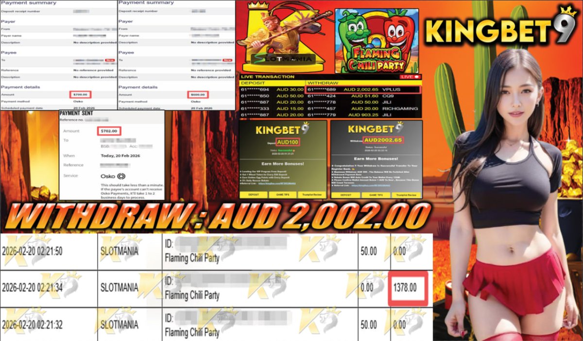 👑𝑪𝒐𝒏𝒈𝒓𝒂𝒕𝒖𝒍𝒂𝒕𝒊𝒐𝒏𝒔 𝑪𝒖𝒔𝒕𝒐𝒎𝒆𝒓 𝑾𝒊𝒕𝒉𝒅𝒓𝒂𝒘👑

⚡️Deposit -  AUD 100.00
☄️Withdraw Amount  - AUD 2,002.00
🔝Platform -  SLOTMANIA
🚨Game -  FLAMING CHILI PARTY

ʟɪᴠᴇ ᴄʜᴀᴛ :KINGBET9.net/#chatroom👑Registerlink:kingbet9aus.com/RFK9TWITT