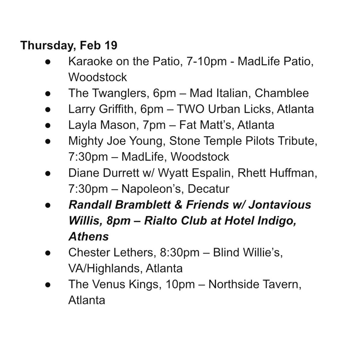 Make your plans to enjoy some live music today - there are plenty of options all around the city!  🎶🎵💙💙🎶🎵 #atlantabluessociety #supportlivemusicvenues #supportlivemusic #supportliveblues #supportlivebluesvenues