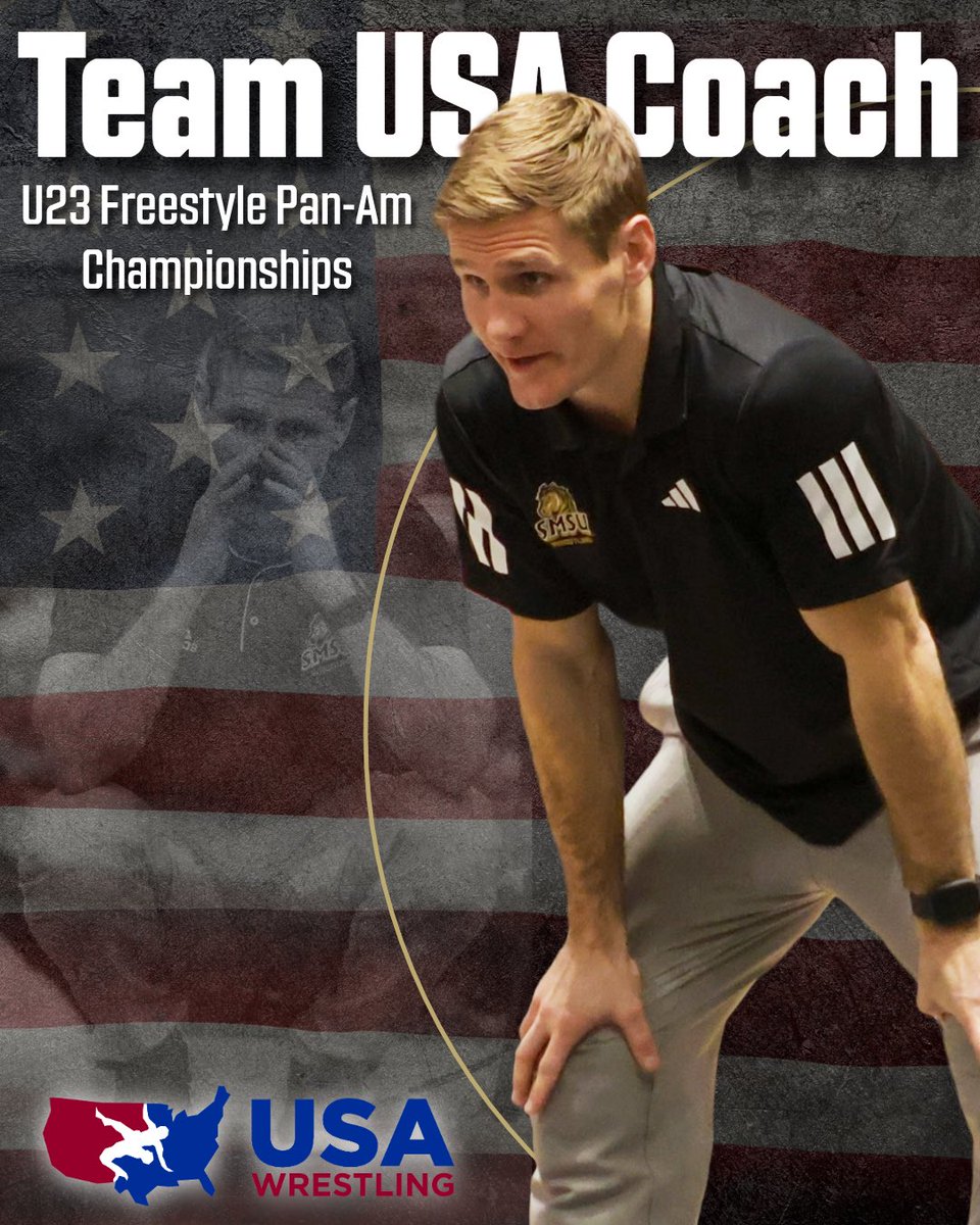 SMSUWrestling's tweet photo. 🇺🇸 Big-time representation for Mustang Wrestling 🇺🇸

AT Jenna Jackson will serve Team USA at the Senior Pan-Am Champs in Coralville, IA (May 7-10) and HC Chayse Jackson will serve Team USA at the U23 Pan-Am Champs in Lima, Peru (June 11-13) ‼️

#Letsride
📸: @muellermorgan17 https://t.co/8EGZeaO9ED