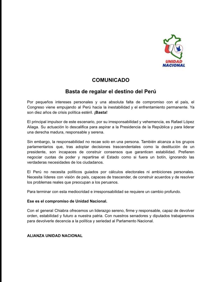 Comunicado de Unidad Nacional